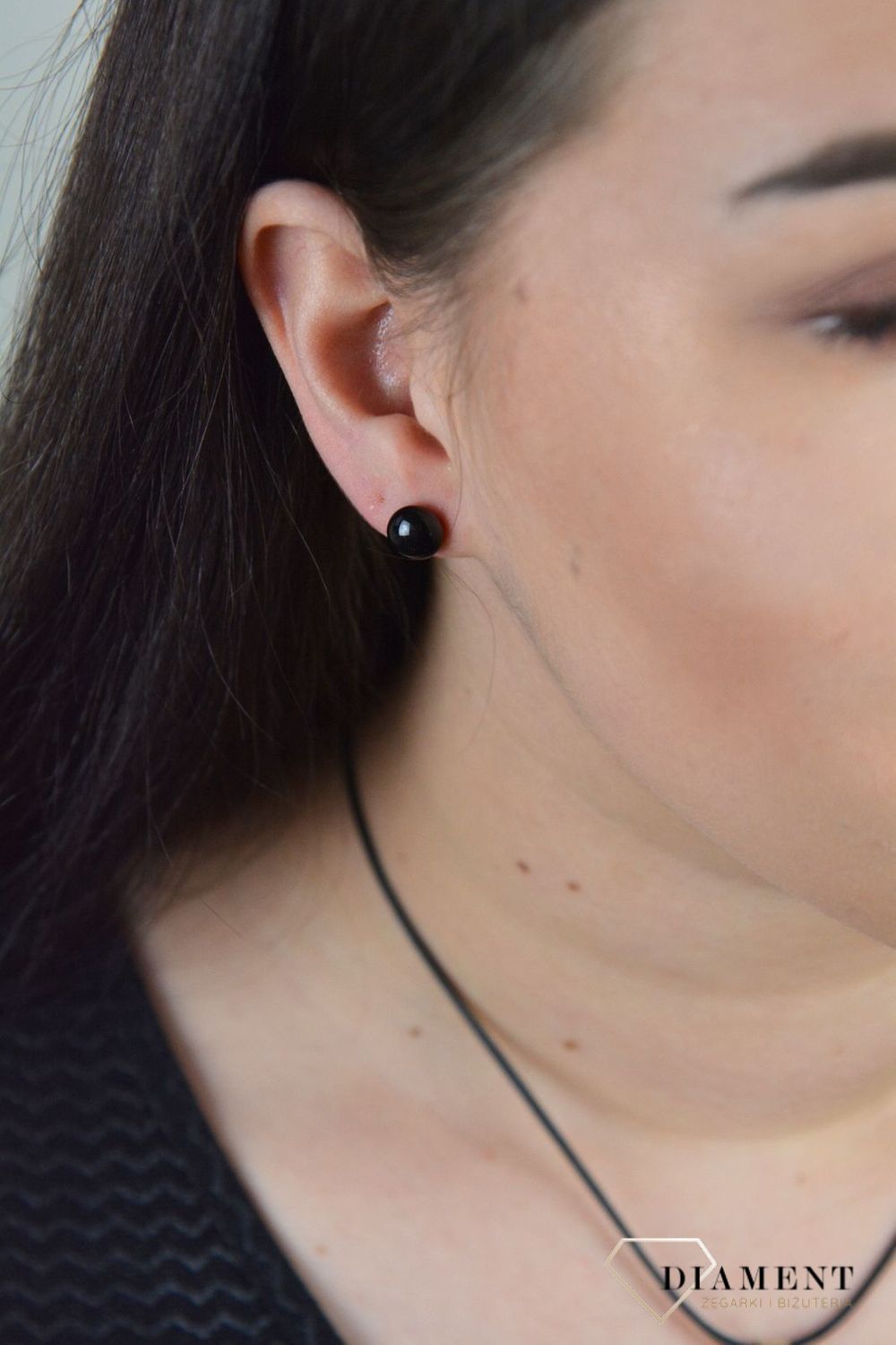 Srebrne kolczyki szkło weneckie 'Głęboka czerń' Murano 35.jpg